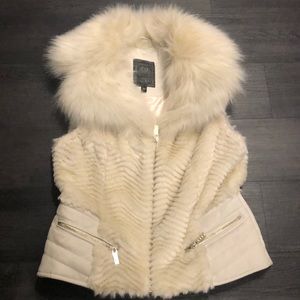 Guess faux fur and leather vest, White, size M